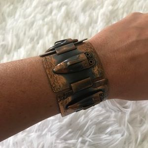 RARE 1950s Copper Rebajes Brazilian Masks Bracelet